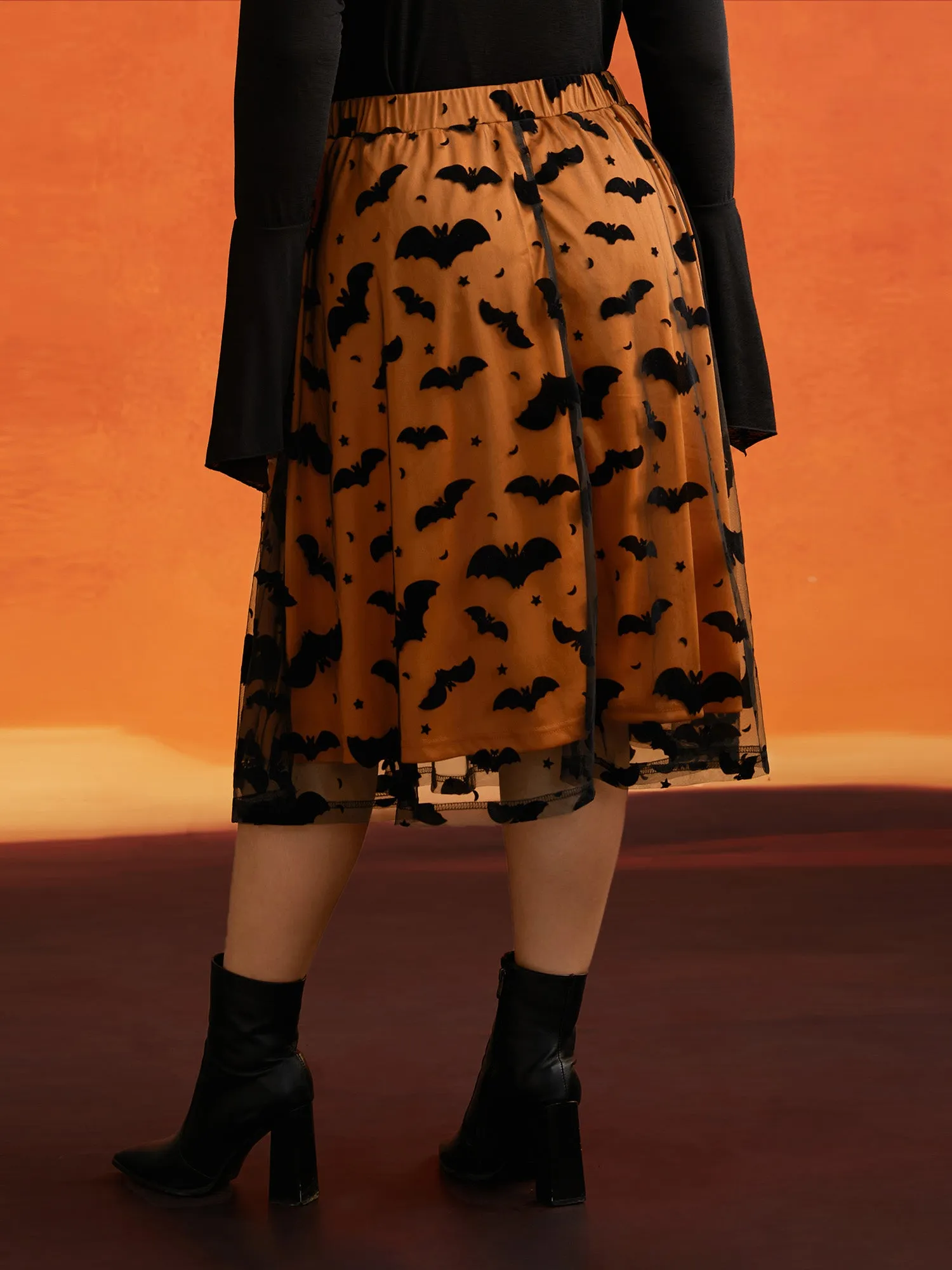 Bat Motif A-Line Midi Skirt sold by Bloomchic product image thumbnail 3