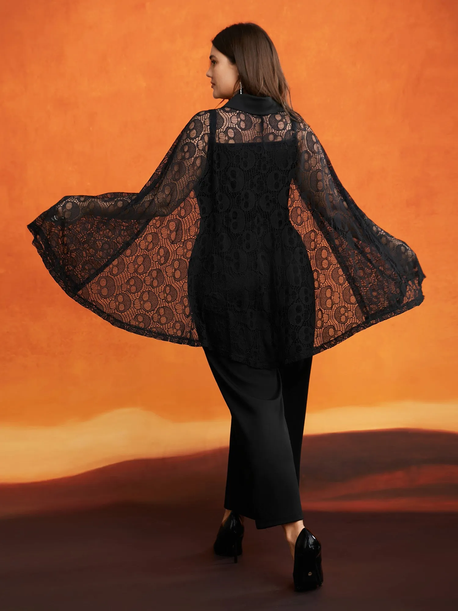 Stretch Fabric Ghostly Cape With Jumpsuit sold by Bloomchic product image thumbnail 5