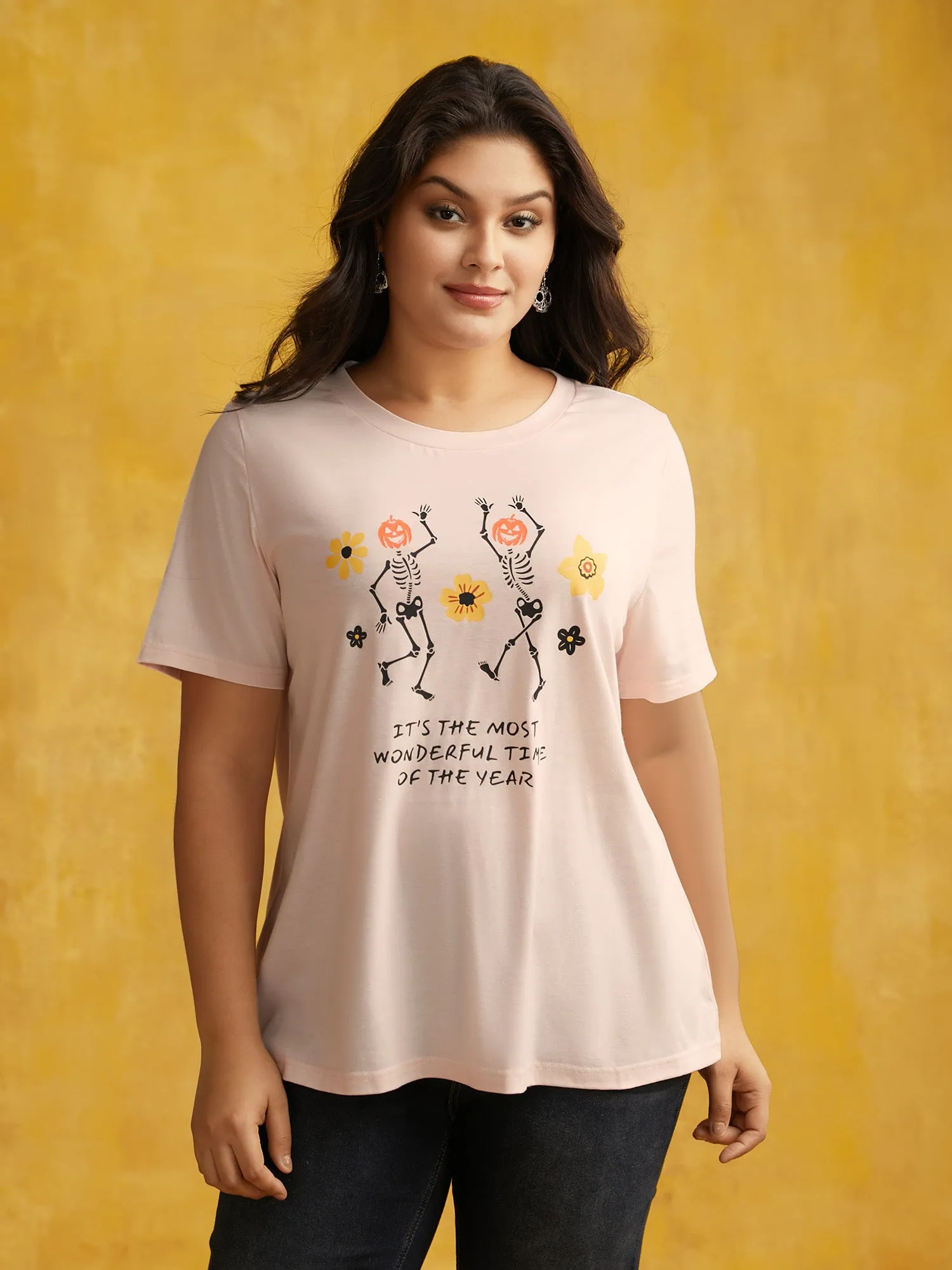 Dancing Skeleton Print Crew Neck T-shirt sold by Bloomchic product image thumbnail 3