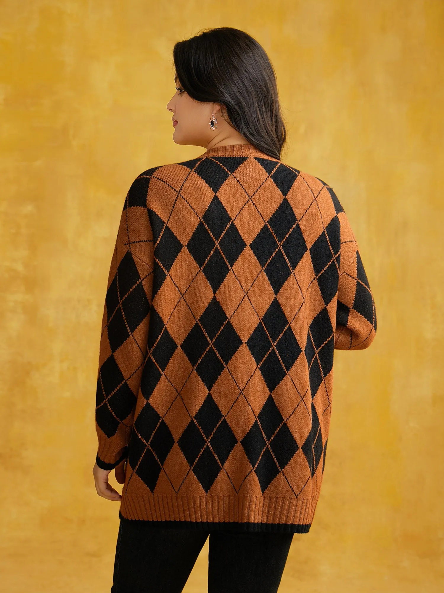 Halloween Plaid Long Open Cardigan sold by Bloomchic product image thumbnail 3