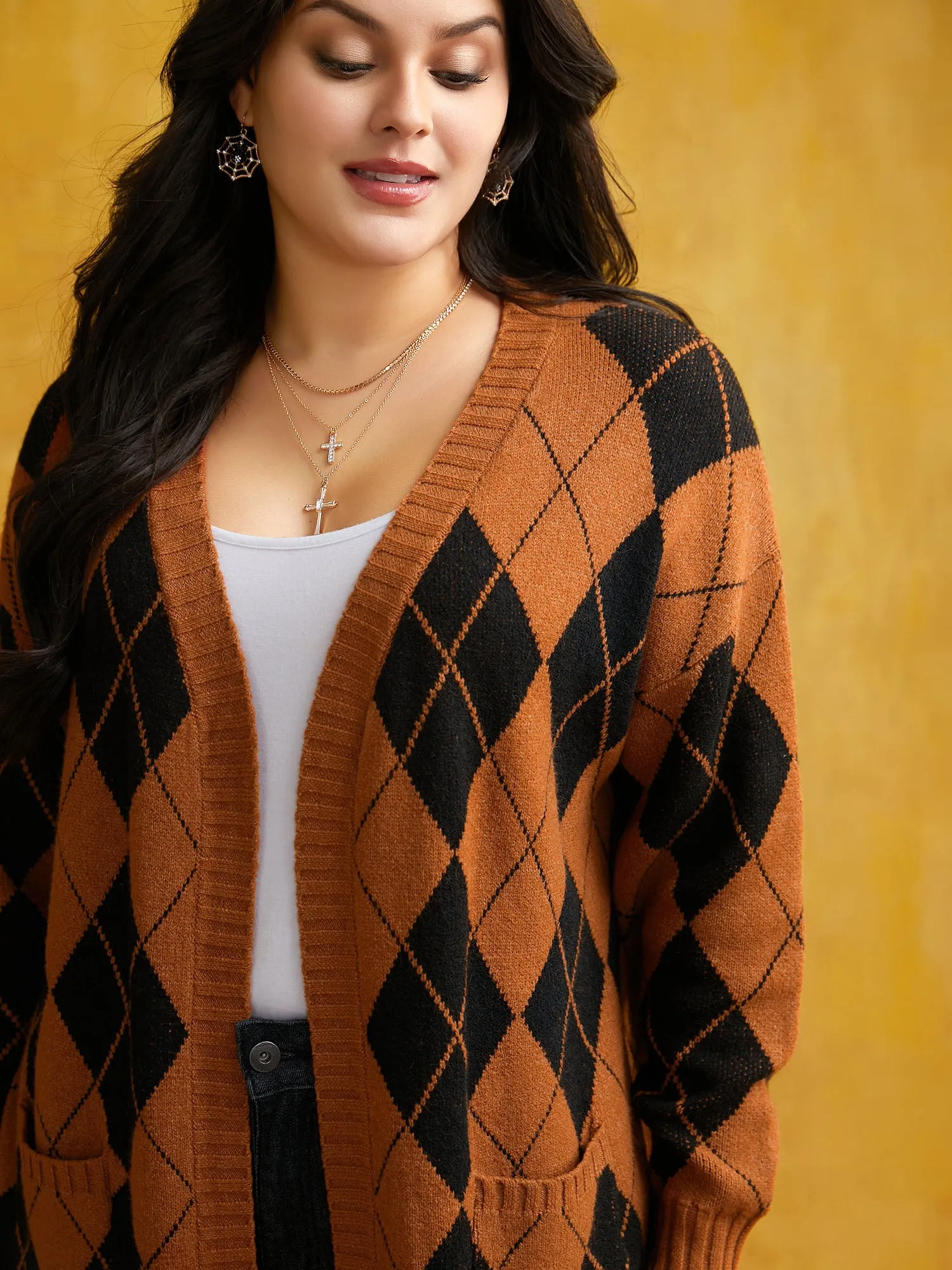 Halloween Plaid Long Open Cardigan sold by Bloomchic product image thumbnail 4