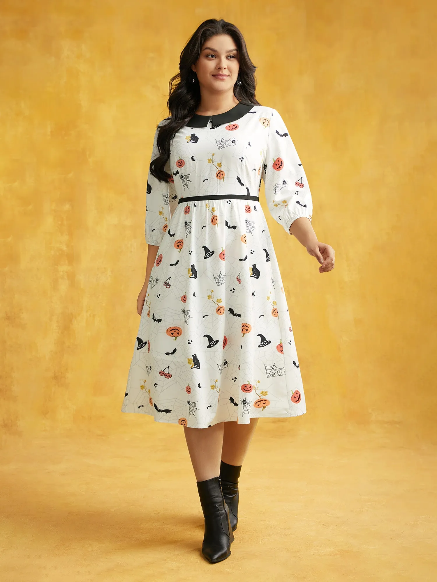 Pumpkin Patch Retro Collared Midi Dress sold by Bloomchic product image thumbnail 3