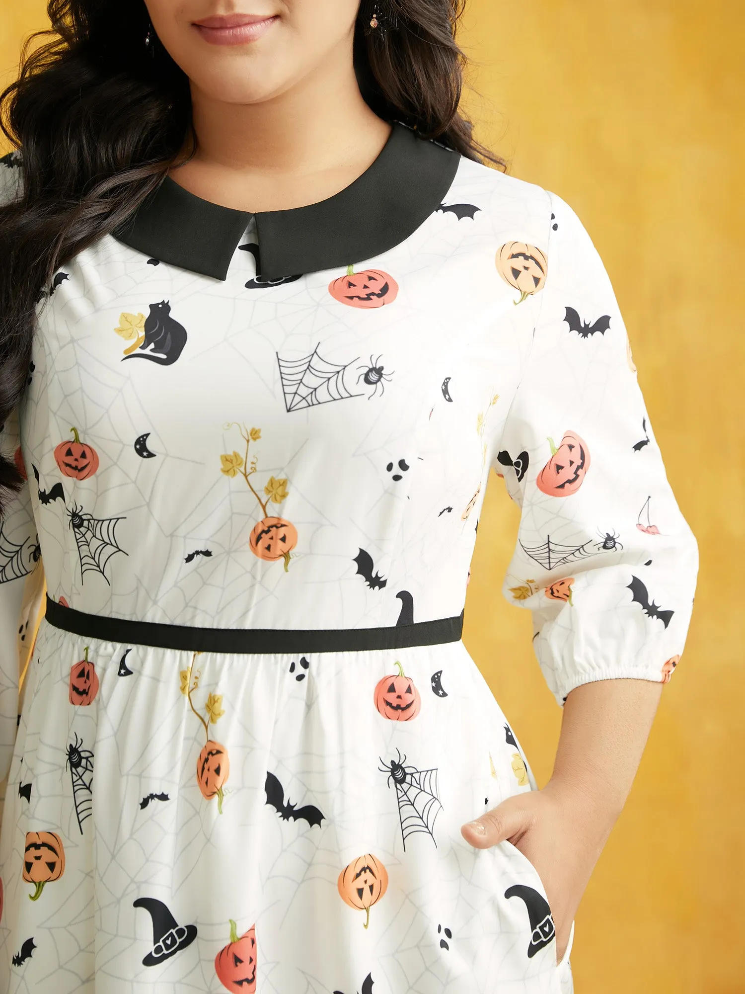 Pumpkin Patch Retro Collared Midi Dress sold by Bloomchic product image thumbnail 2