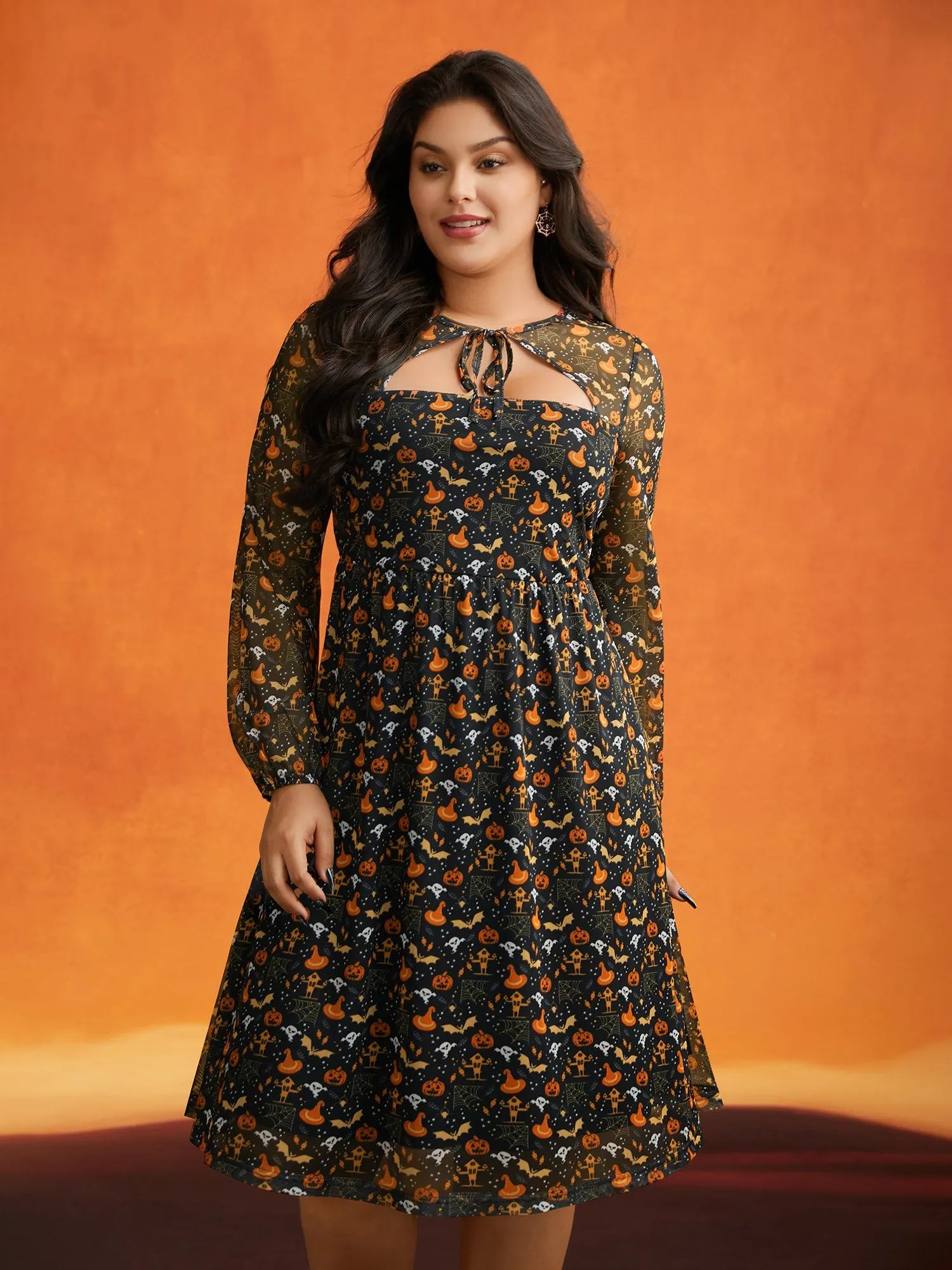 Sheer Ghost Glam Cut Out Neck Midi Dress sold by Bloomchic product image thumbnail 2