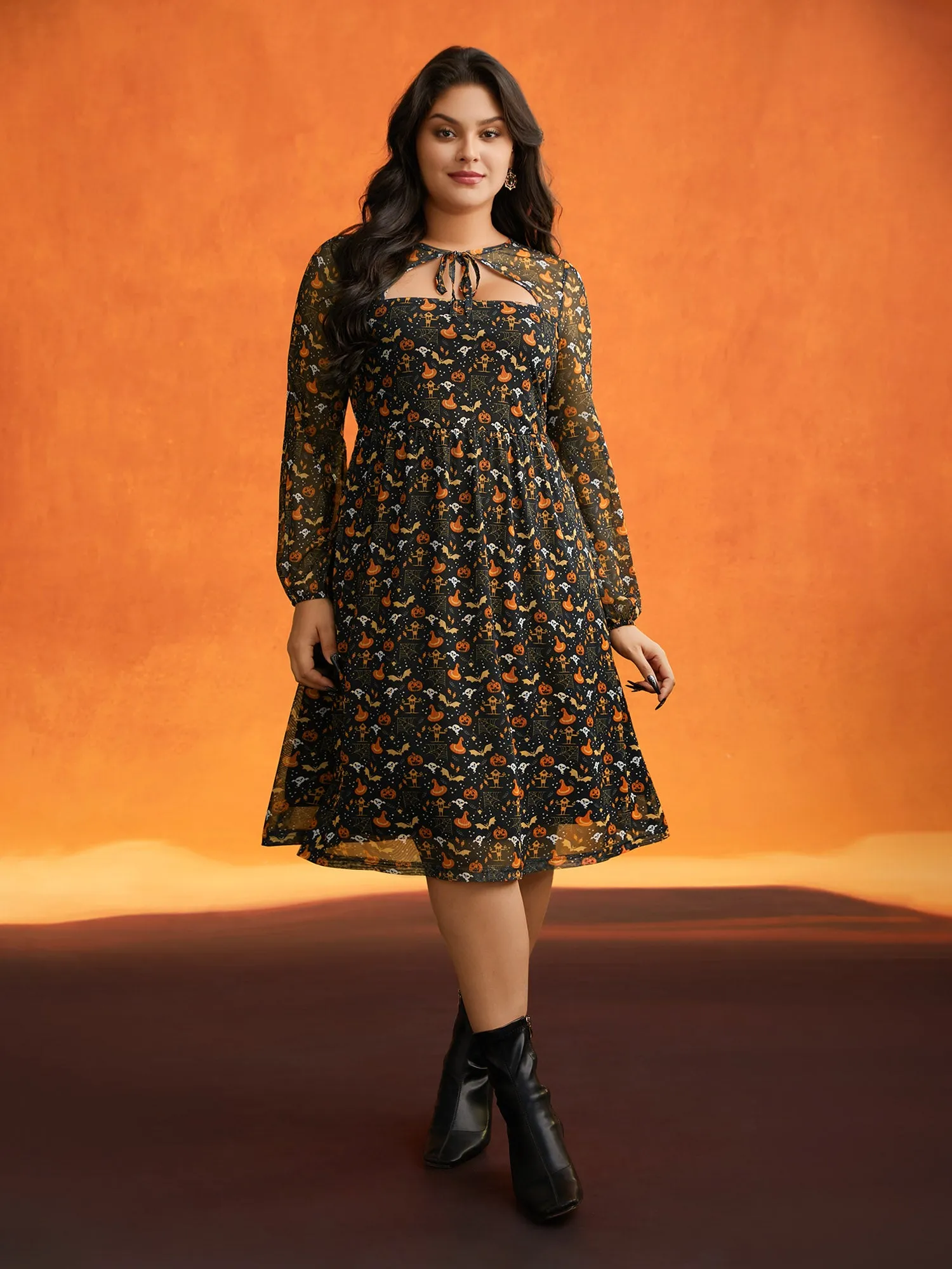 Sheer Ghost Glam Cut Out Neck Midi Dress sold by Bloomchic