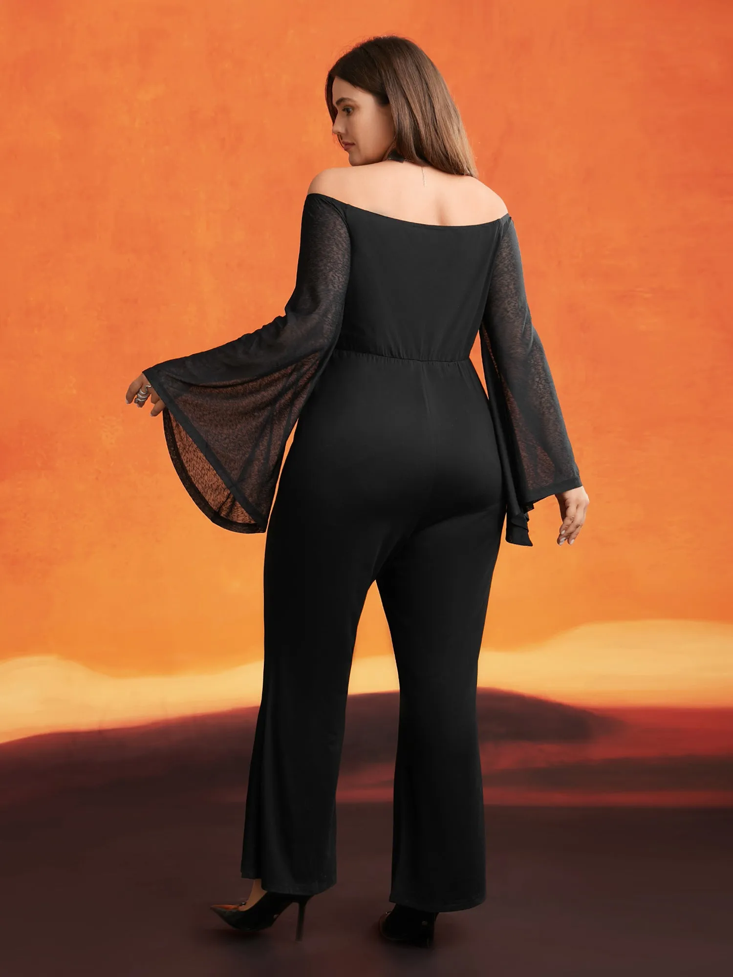 Gothic Glam Off-Shoulder Waist-Cinching Jumpsuit sold by Bloomchic product image thumbnail 4