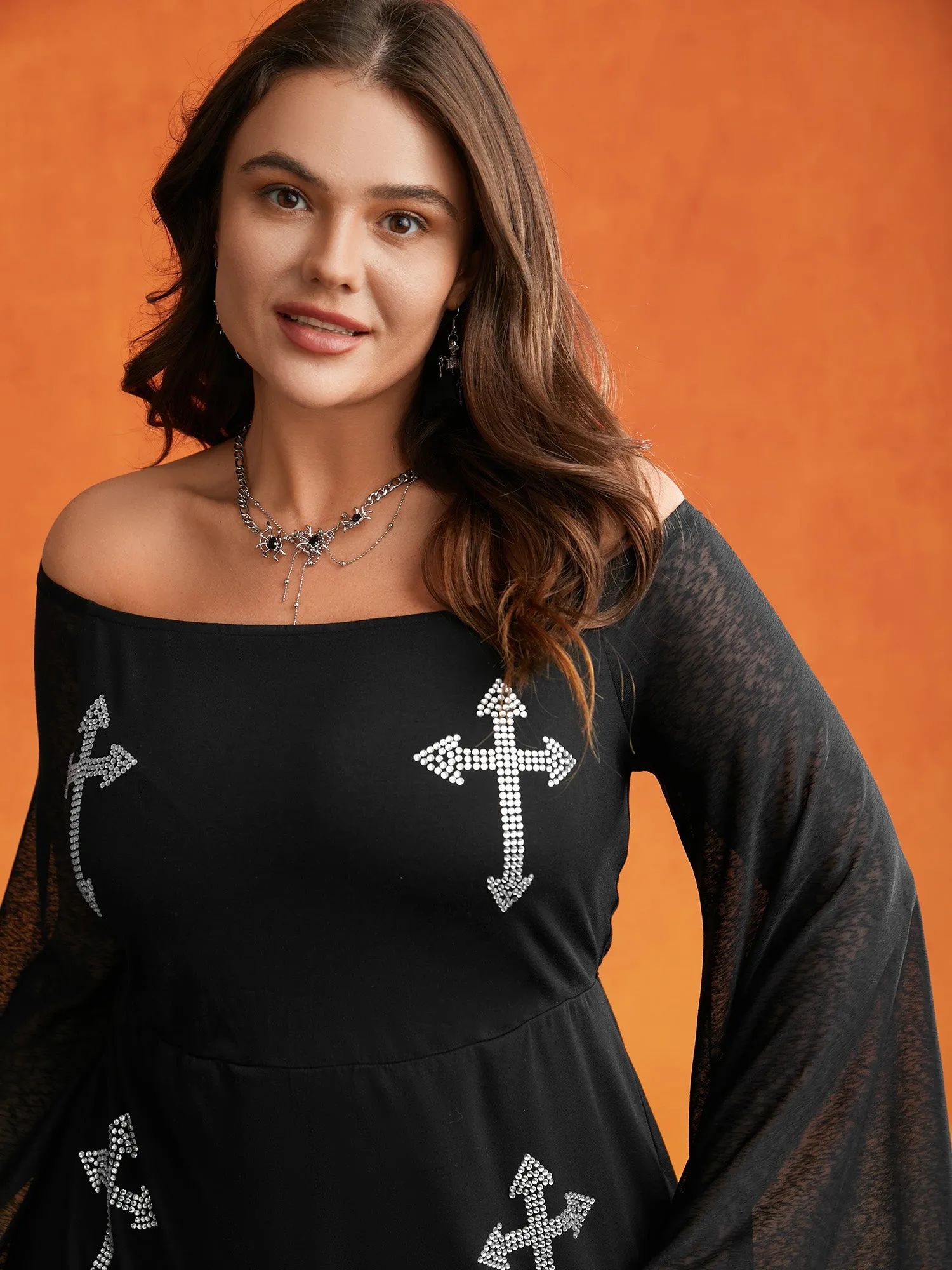 Gothic Glam Off-Shoulder Waist-Cinching Jumpsuit sold by Bloomchic product image thumbnail 2