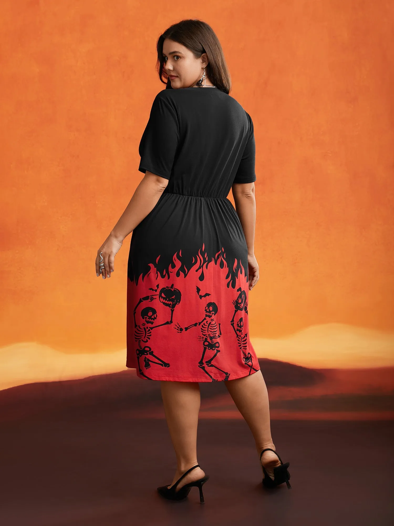 Fiery Skull Flame Midi Dress sold by Bloomchic product image thumbnail 3