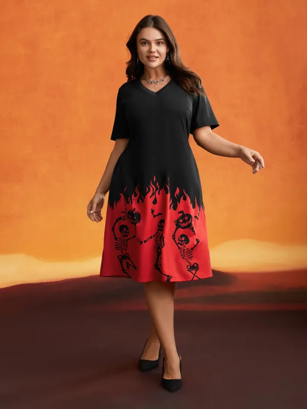 Fiery Skull Flame Midi Dress sold by Bloomchic