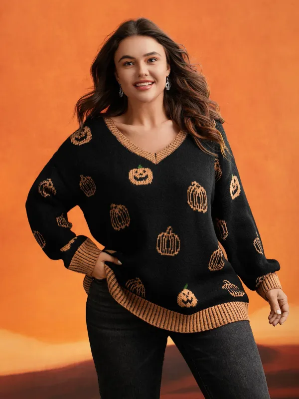 Pumpkin Patch Contrasting Color Hemline Pullover sold by Bloomchic