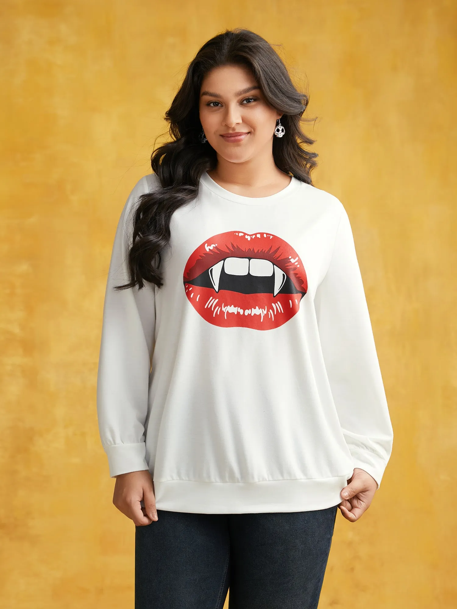 Vampire Red Lips Crew Neck Sweatshirt sold by Bloomchic