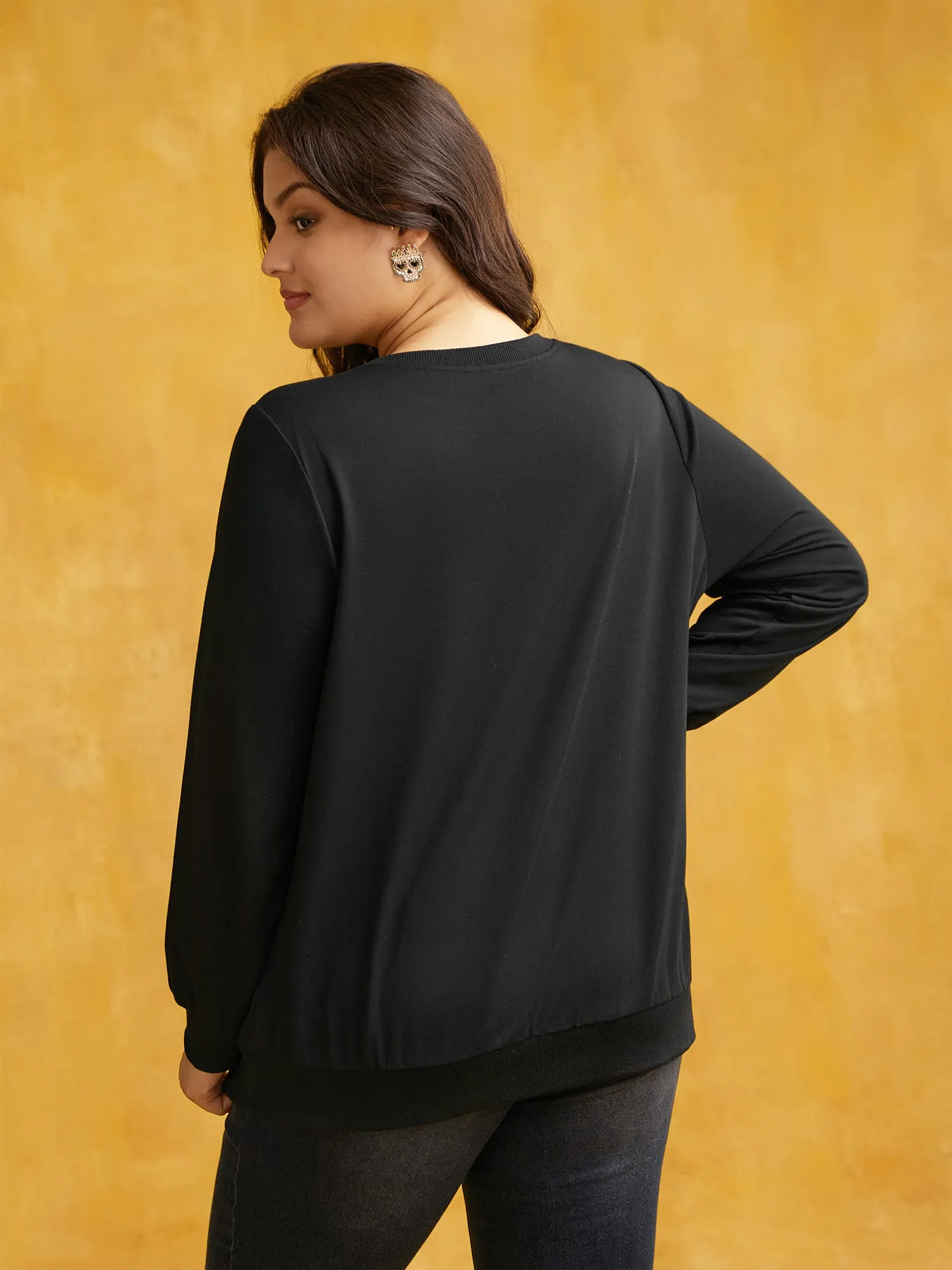 Skeleton Embroidered Crew Neck Sweatshirt sold by Bloomchic product image thumbnail 4
