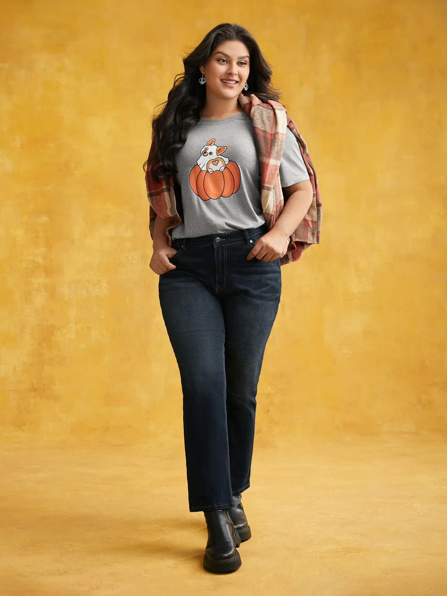 Pumpkin & Corgi Printed Relaxed Fit T-shirt sold by Bloomchic product image thumbnail 2