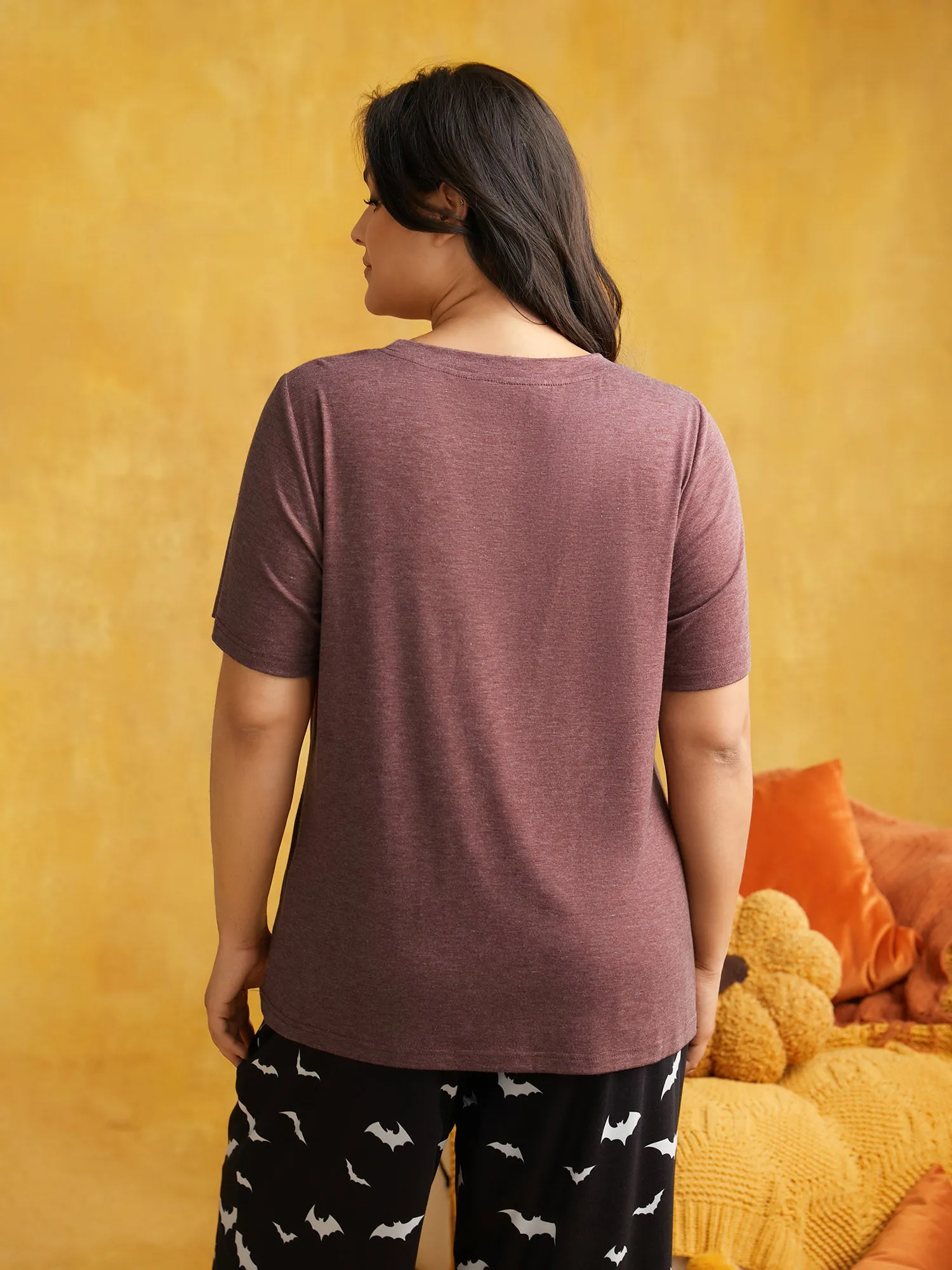 Soft Bat Printed Crew Neck Lounge Top sold by Bloomchic product image thumbnail 5