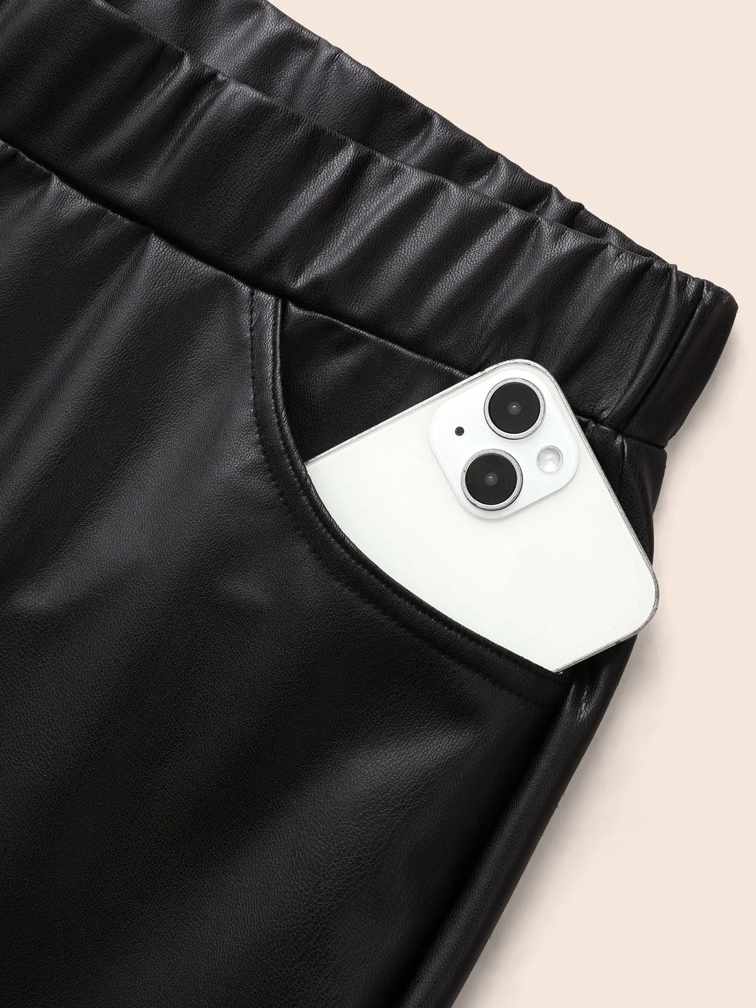 Leather Pockets Mid Rise Leggings sold by Bloomchic product image thumbnail 5
