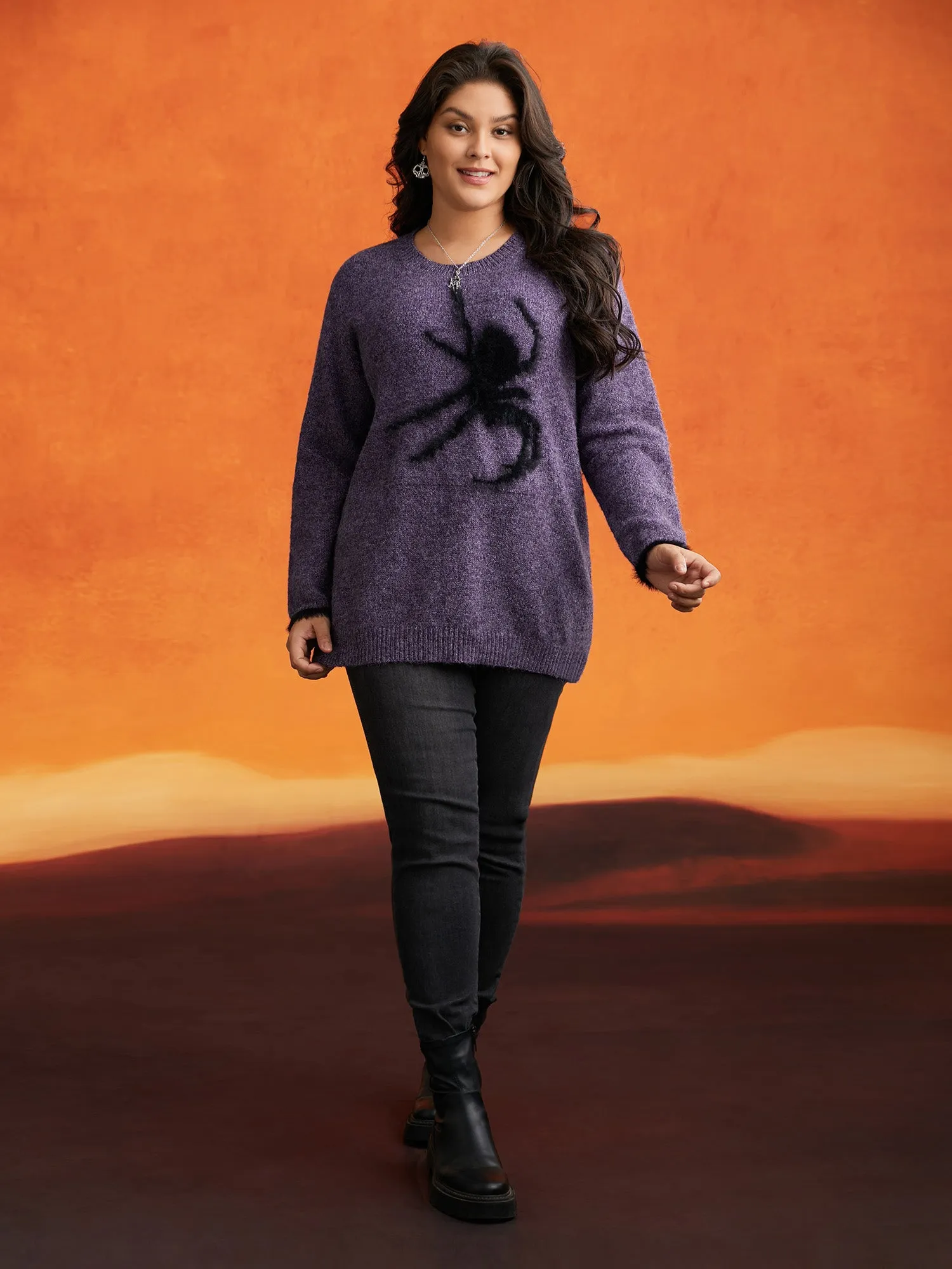 Silly Spider Mink Touch Crew Neck Pullover sold by Bloomchic product image thumbnail 2