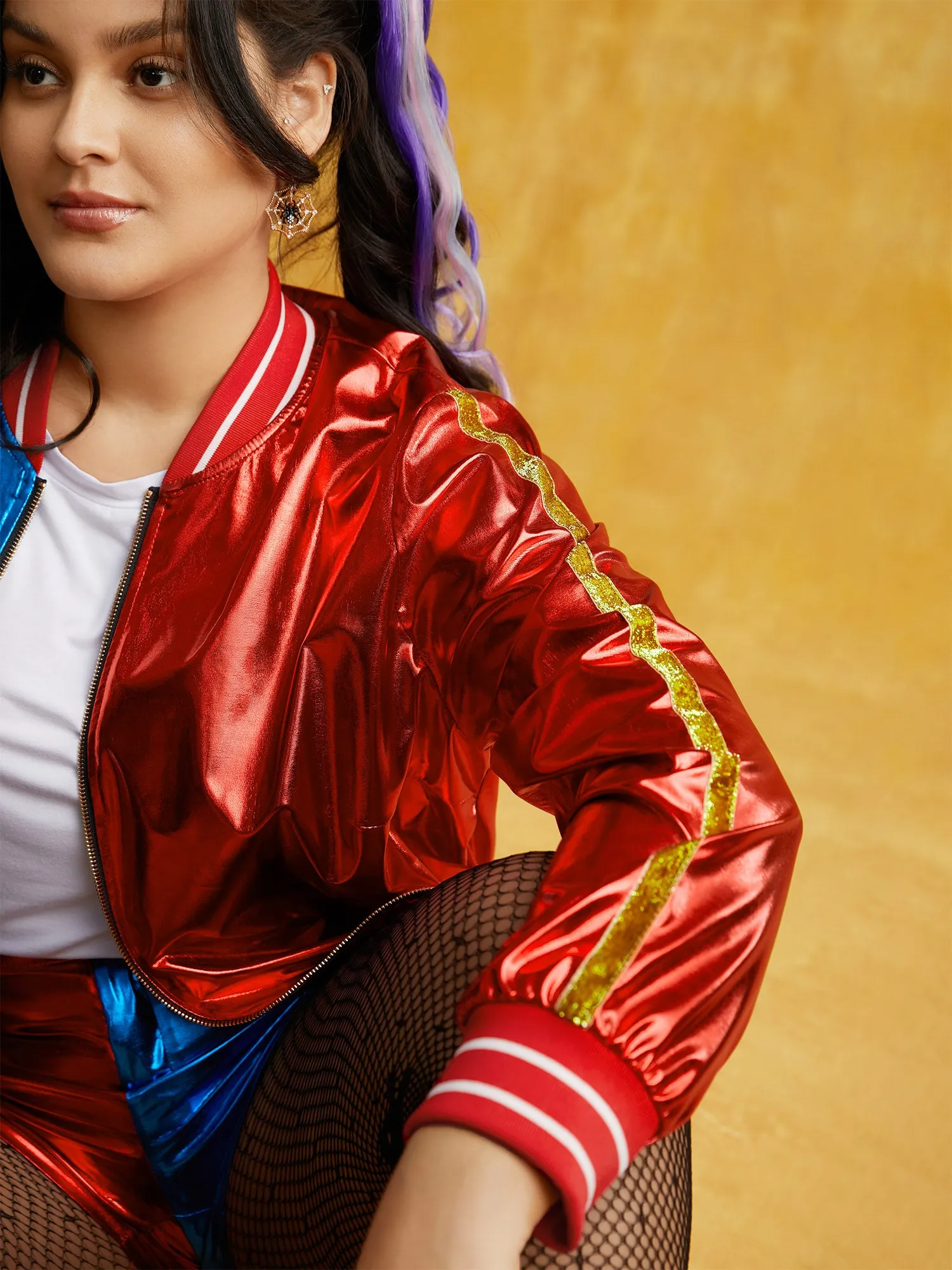 Groovy Reflective Stretchy Zipper Jacket sold by Bloomchic product image thumbnail 5