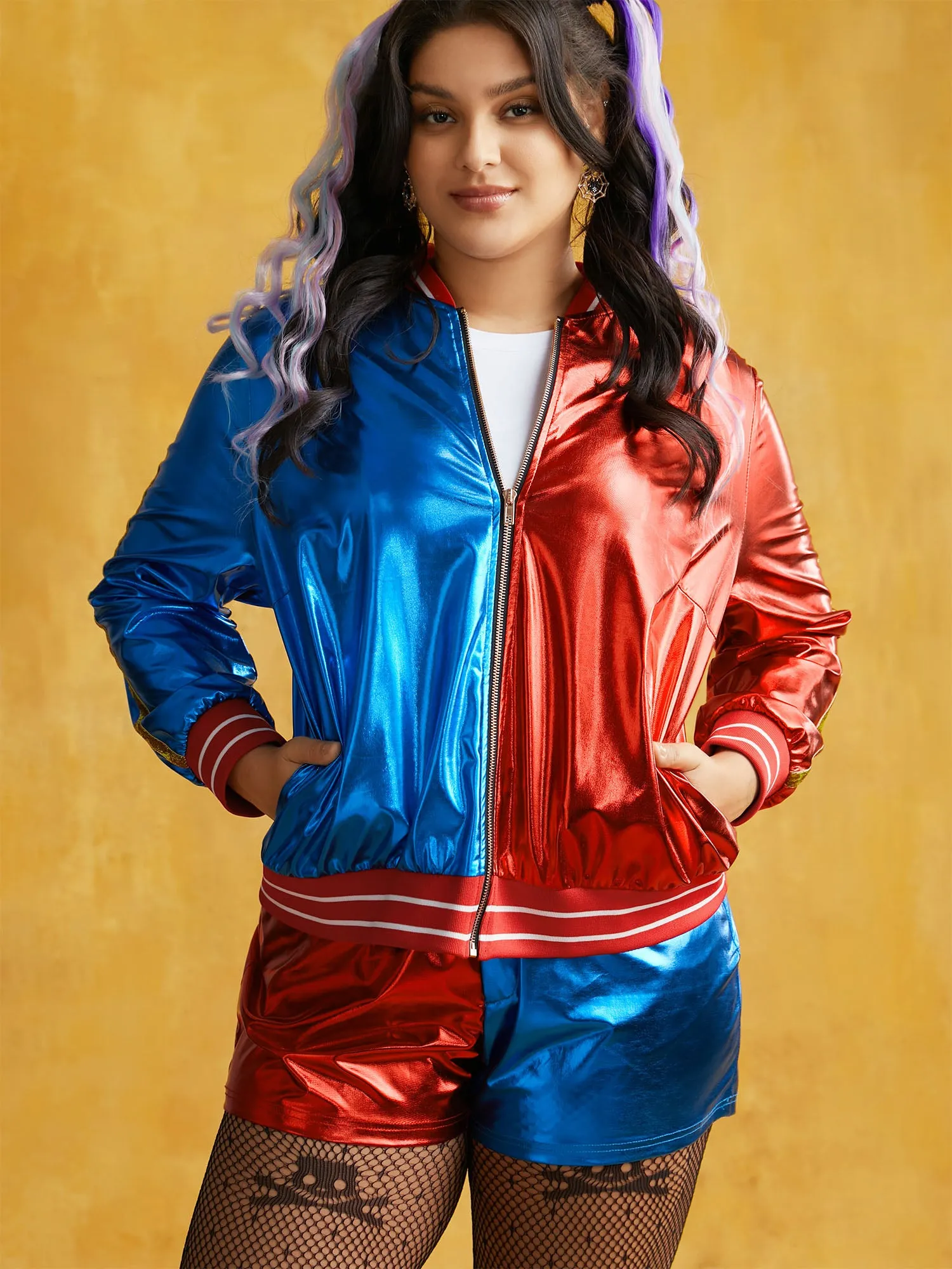 Groovy Reflective Stretchy Zipper Jacket sold by Bloomchic product image thumbnail 4