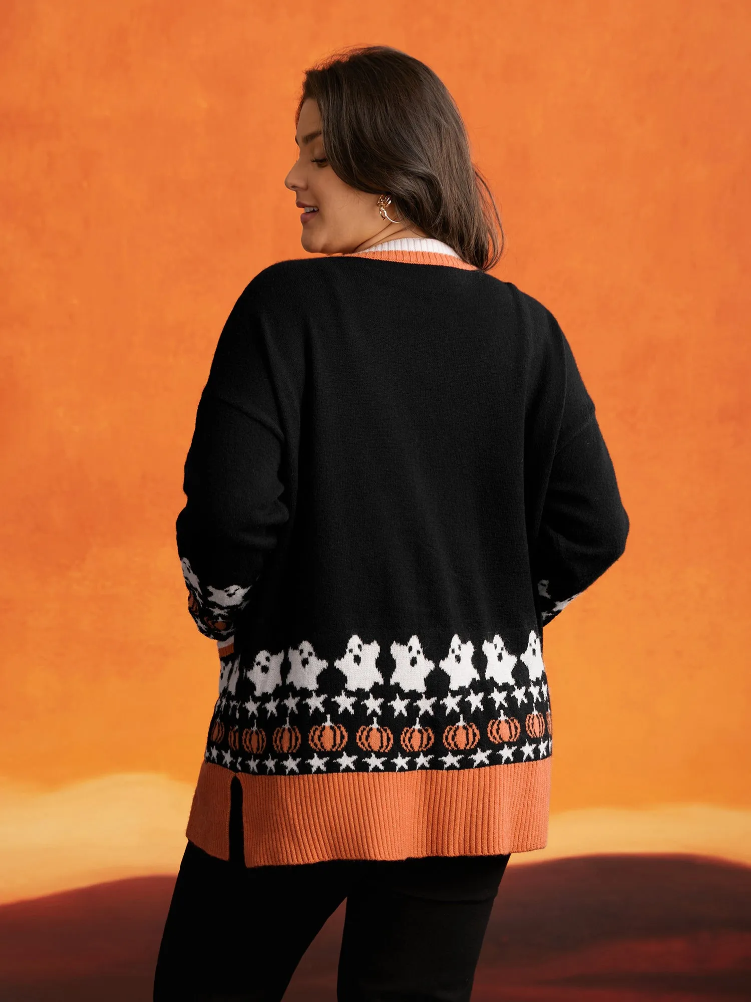 Supersoft Essentials Happy Hauntings Contrast Placket Cardigan sold by Bloomchic product image thumbnail 2