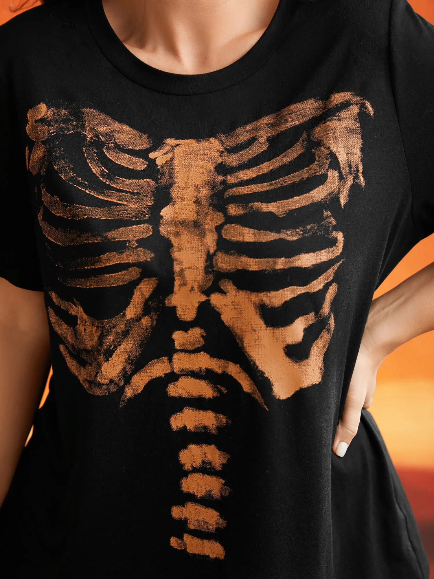 Skeleton Printed Slim-Fit T-shirt sold by Bloomchic product image thumbnail 4