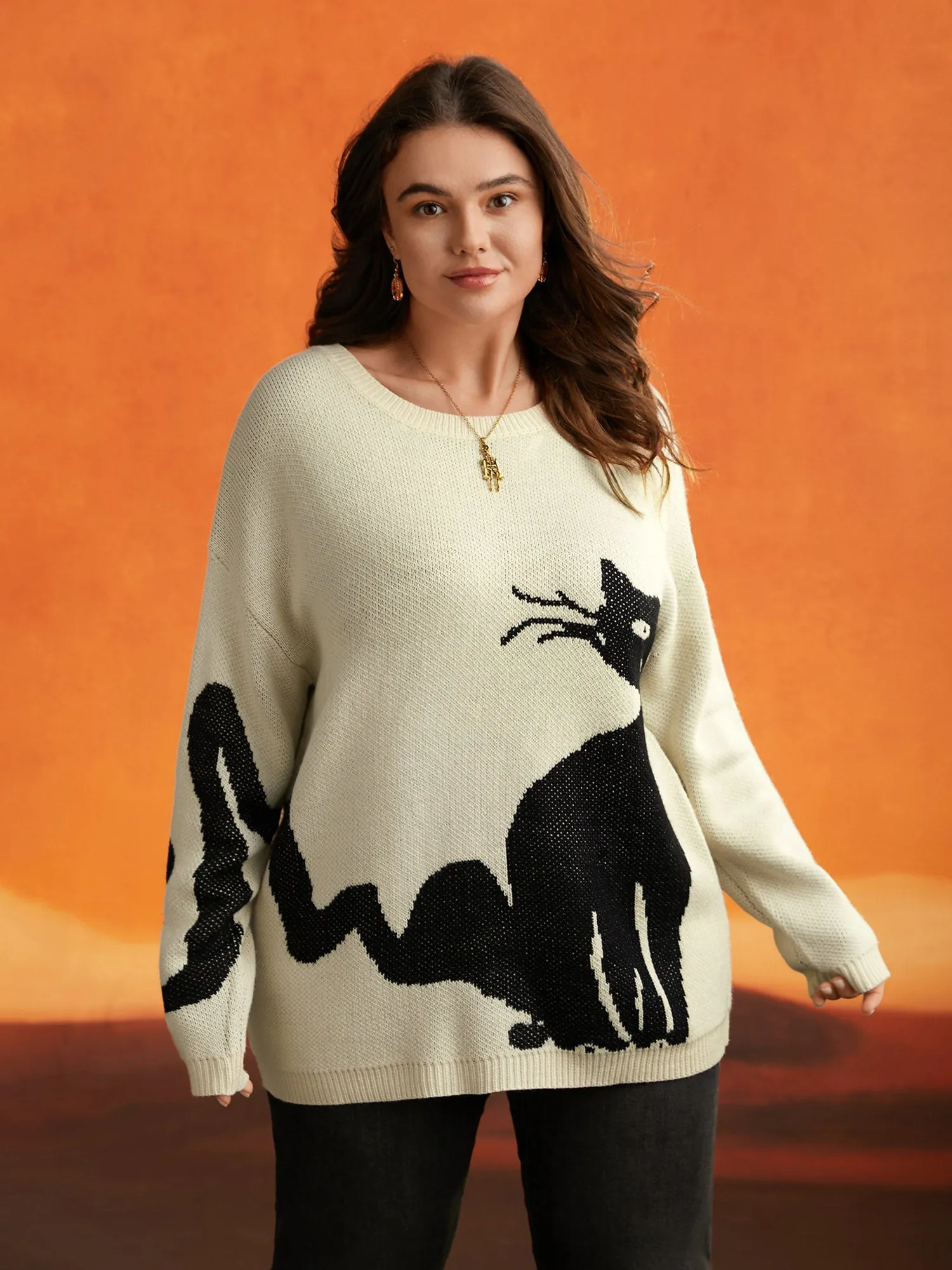 Mystic Cat Knit Crew Neck Pullover sold by Bloomchic product image thumbnail 5