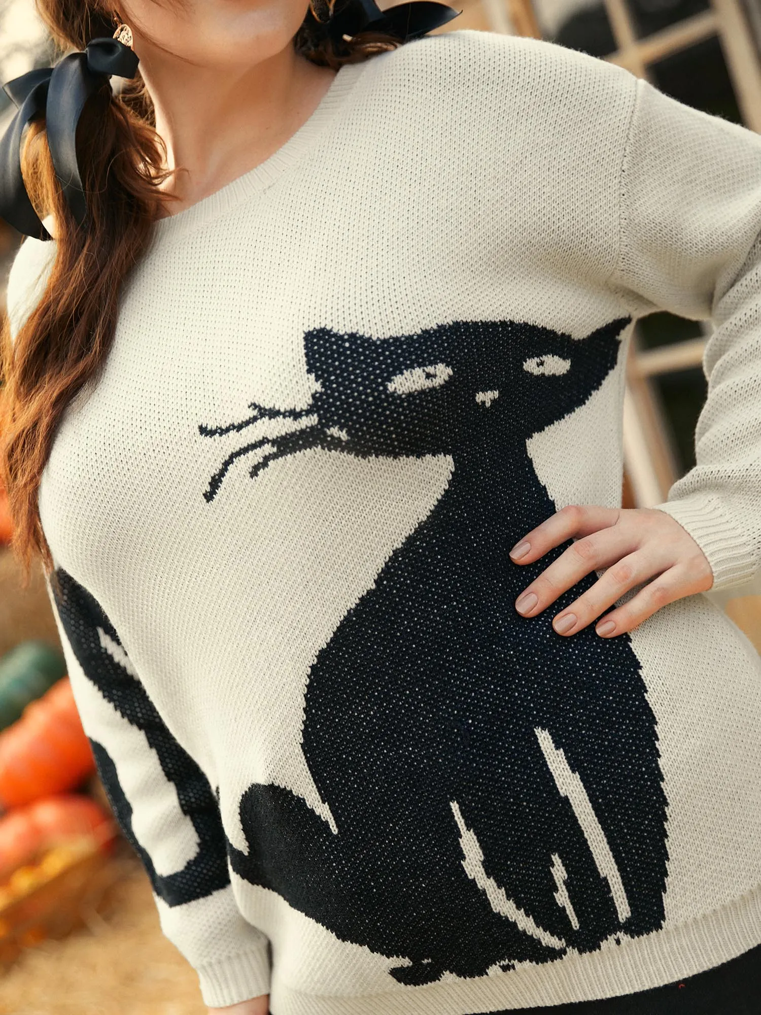 Mystic Cat Knit Crew Neck Pullover sold by Bloomchic product image thumbnail 3