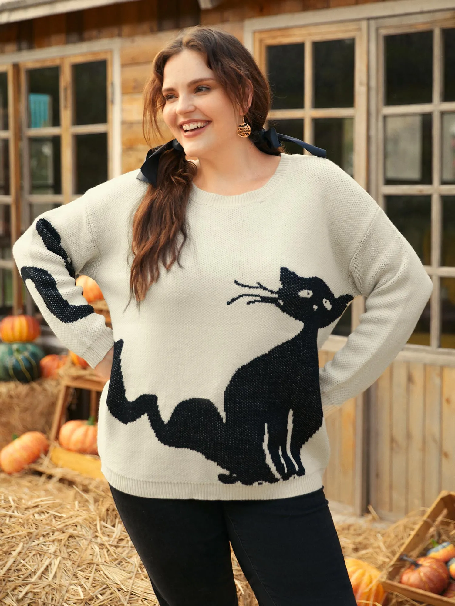 Mystic Cat Knit Crew Neck Pullover sold by Bloomchic product image thumbnail 2
