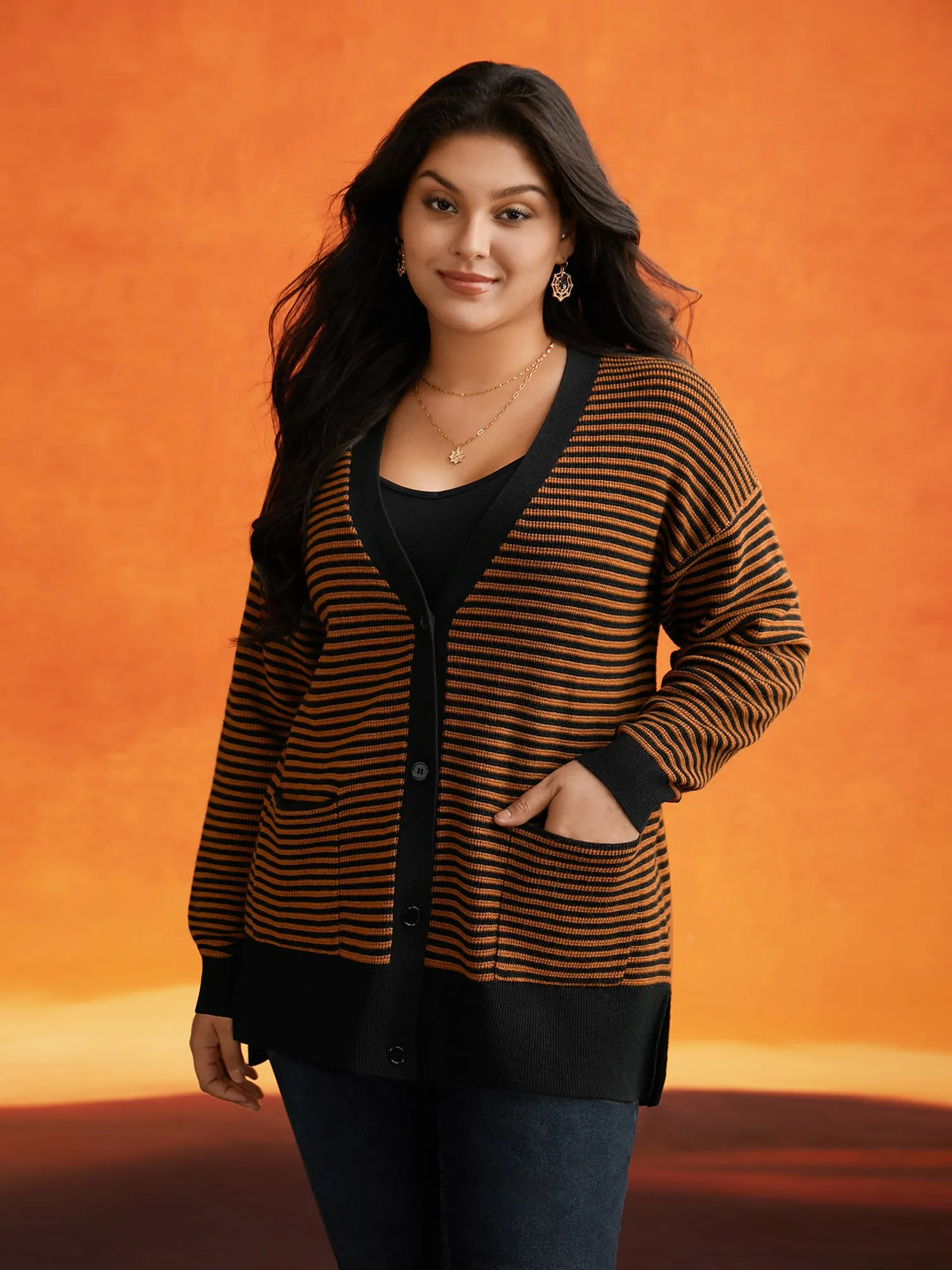 Halloween Striped Ribbed Cardigan sold by Bloomchic product image thumbnail 4
