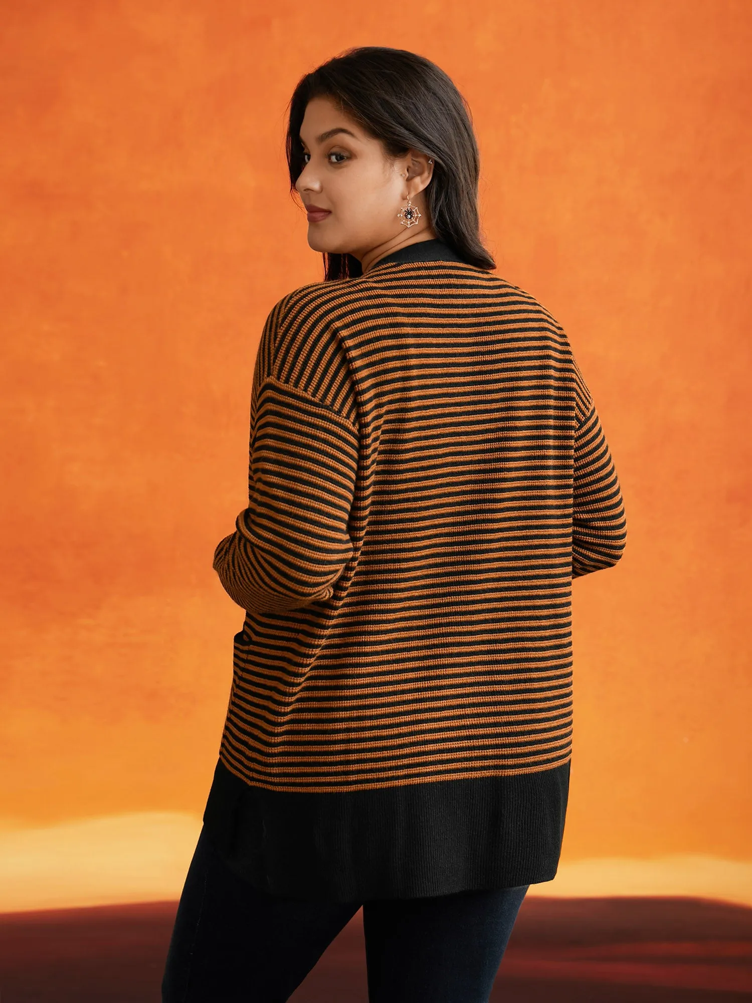 Halloween Striped Ribbed Cardigan sold by Bloomchic product image thumbnail 3