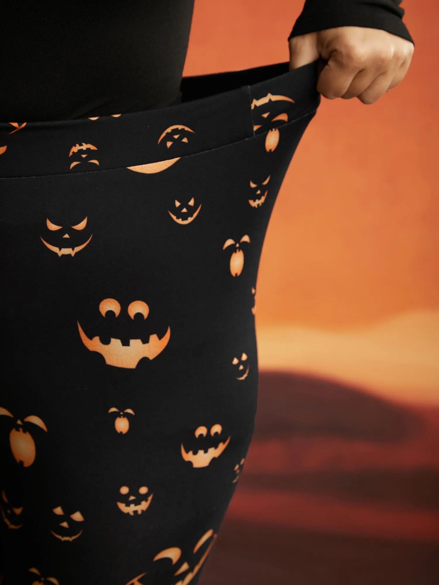 Stretchy Jack-o-Lantern Leggings sold by Bloomchic product image thumbnail 4