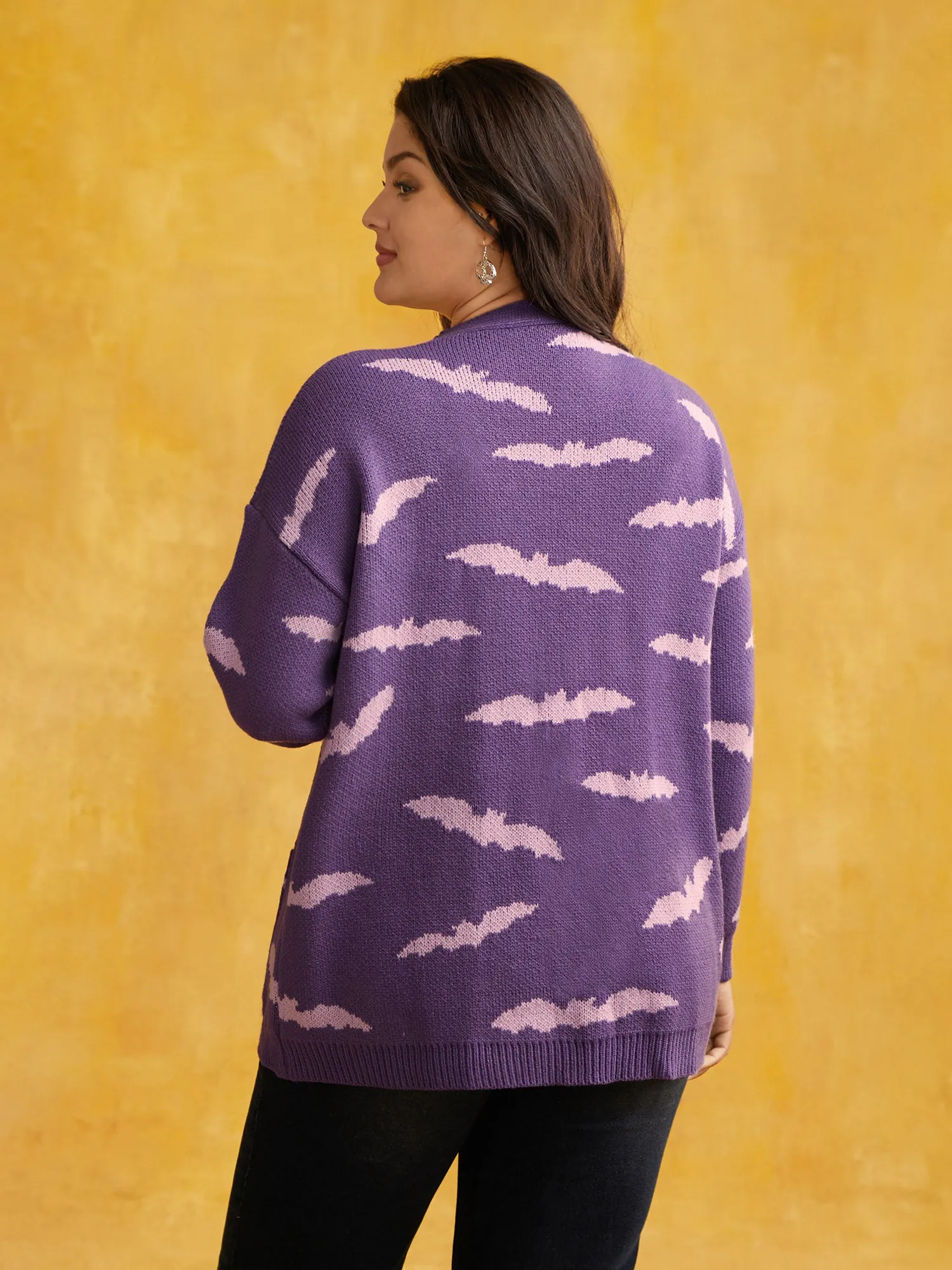 Haunted Bats Printed Jacquard Cardigan - For Halloween sold by Bloomchic product image thumbnail 2