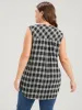 V Neck Pocket Asymmetrical Hem Plaid Tank Top sold by Bloomchic