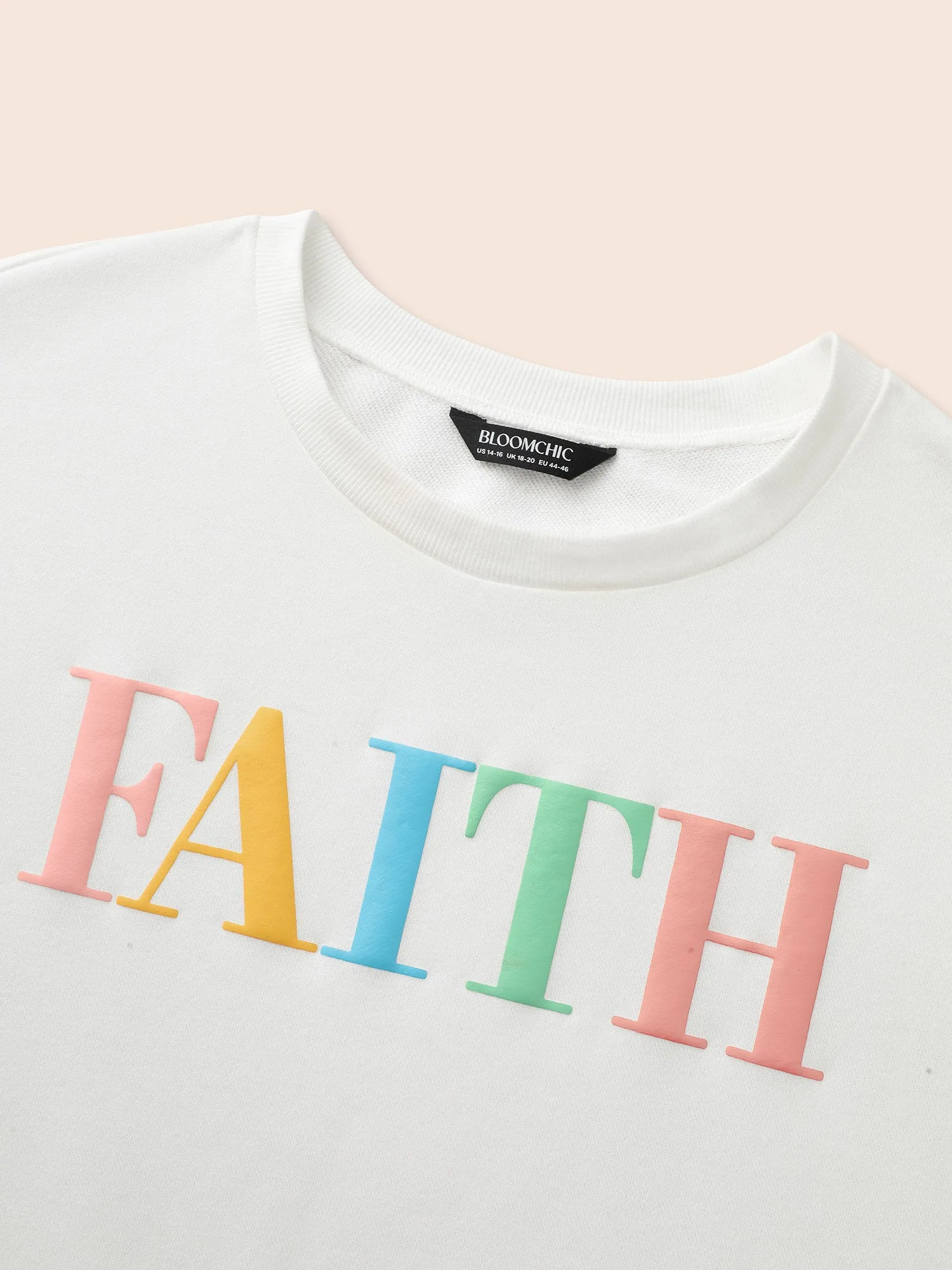 Round Neck Positive Slogan Contrast Sweatshirt sold by Bloomchic product image thumbnail 5