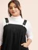 Solid Gathered Adjustable Straps Overall Dress sold by Bloomchic