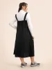 Solid Gathered Adjustable Straps Overall Dress sold by Bloomchic