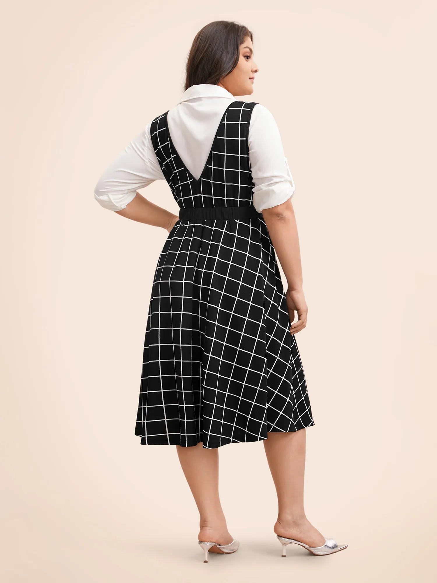 Plaid Elastic Waist Overall Dress sold by Bloomchic product image thumbnail 4