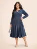 Plain Keyhole Pleated Midi Dress sold by Bloomchic