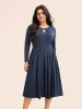 Plain Keyhole Pleated Midi Dress sold by Bloomchic
