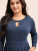 Plain Keyhole Pleated Midi Dress sold by Bloomchic
