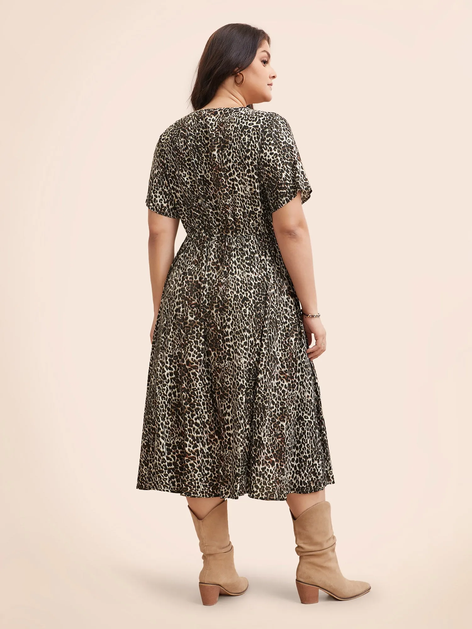 Leopard Print Keyhole Metal Detail Dress sold by Bloomchic product image thumbnail 3