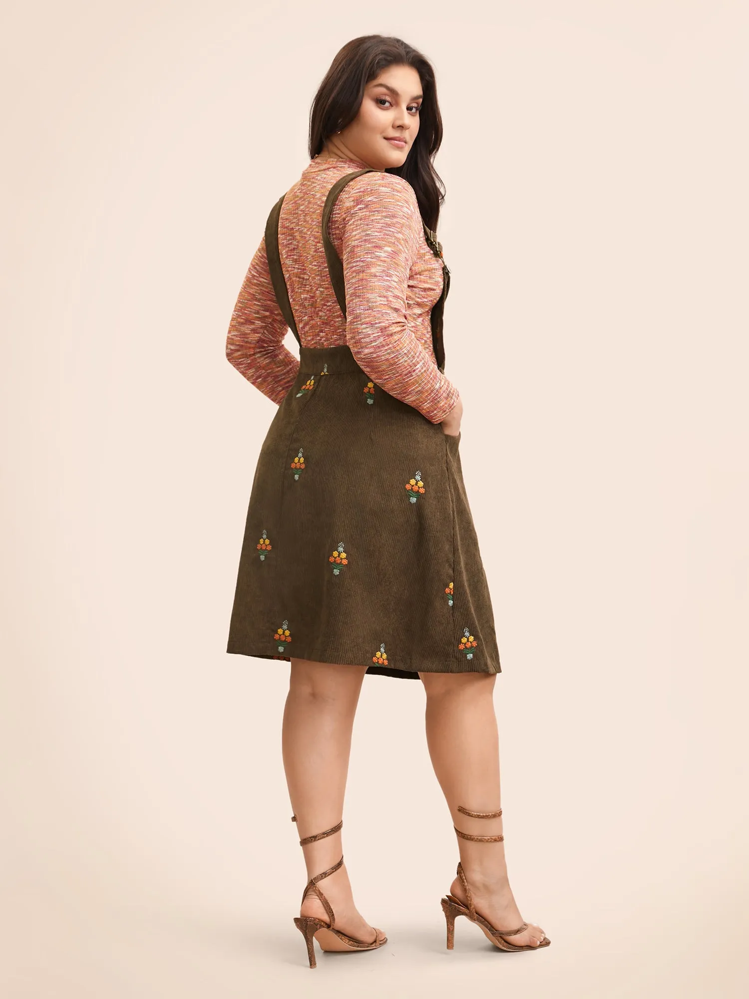 Floral Embroidered Corduroy Overall Dress sold by Bloomchic product image thumbnail 4