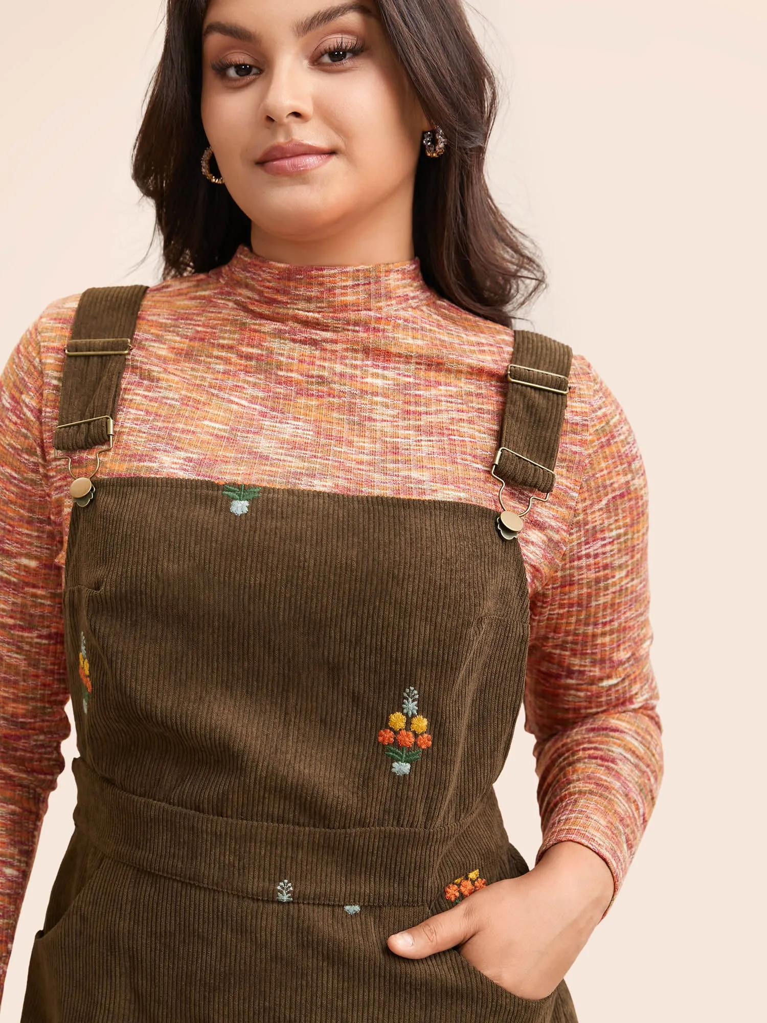 Floral Embroidered Corduroy Overall Dress sold by Bloomchic product image thumbnail 3