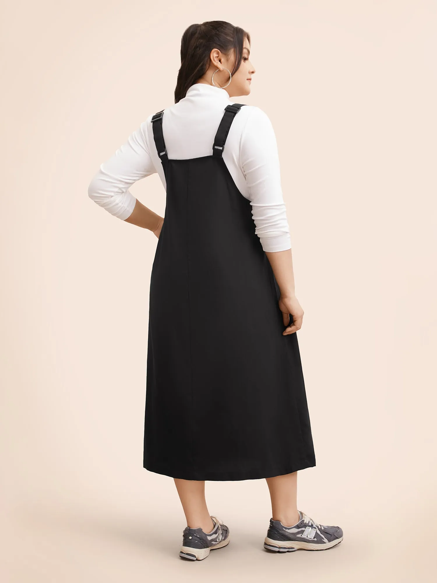 Solid Flap Pocket Adjustable Straps Overall Dress sold by Bloomchic product image thumbnail 3