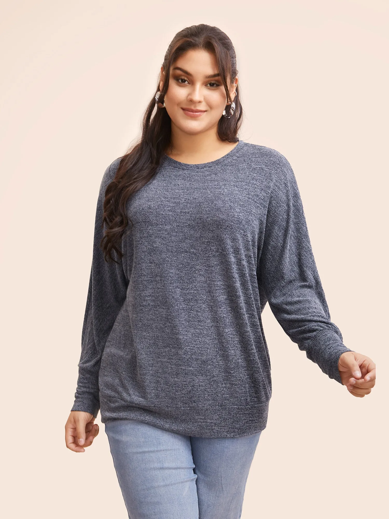 Crew Neck Solid Heather Dolman Sleeve T-shirt sold by Bloomchic
