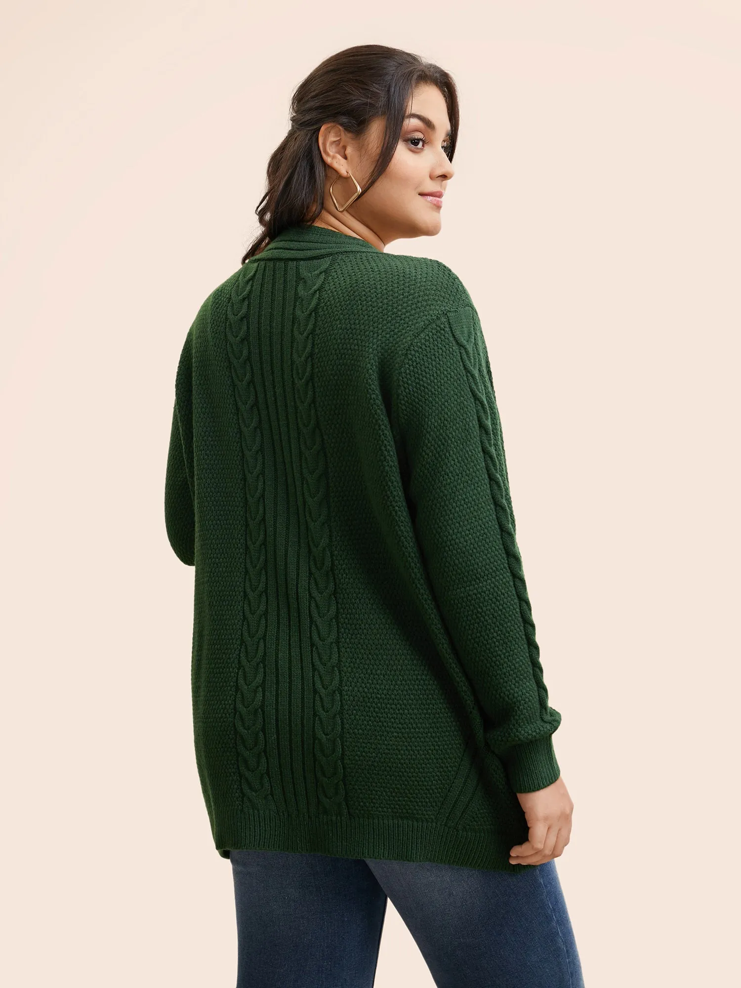 Texture Cable Knit Patch Pocket Cardigan sold by Bloomchic product image thumbnail 2