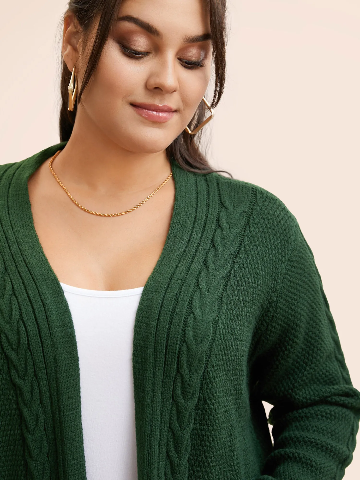 Texture Cable Knit Patch Pocket Cardigan sold by Bloomchic product image thumbnail 4