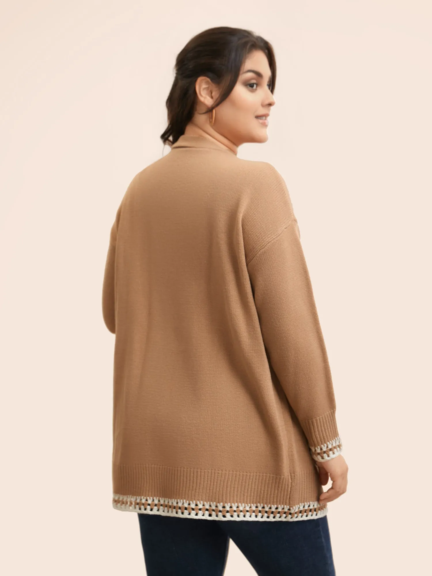 Crochet Contrast Wool Blend Cardigan sold by Bloomchic product image thumbnail 2