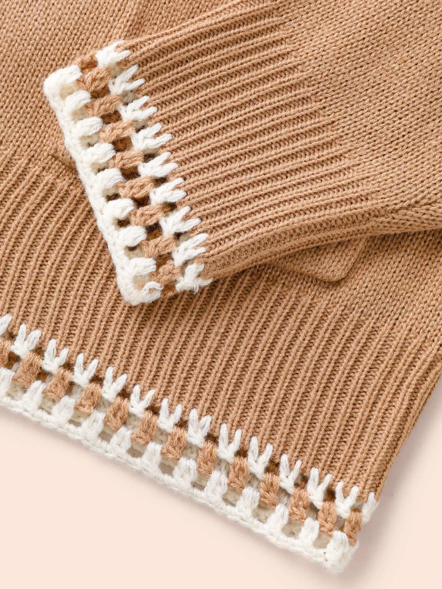 Crochet Contrast Wool Blend Cardigan sold by Bloomchic product image thumbnail 5