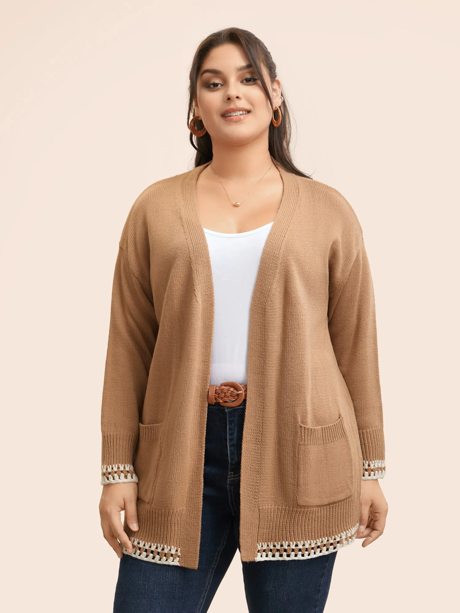 Crochet Contrast Wool Blend Cardigan sold by Bloomchic product image thumbnail 4