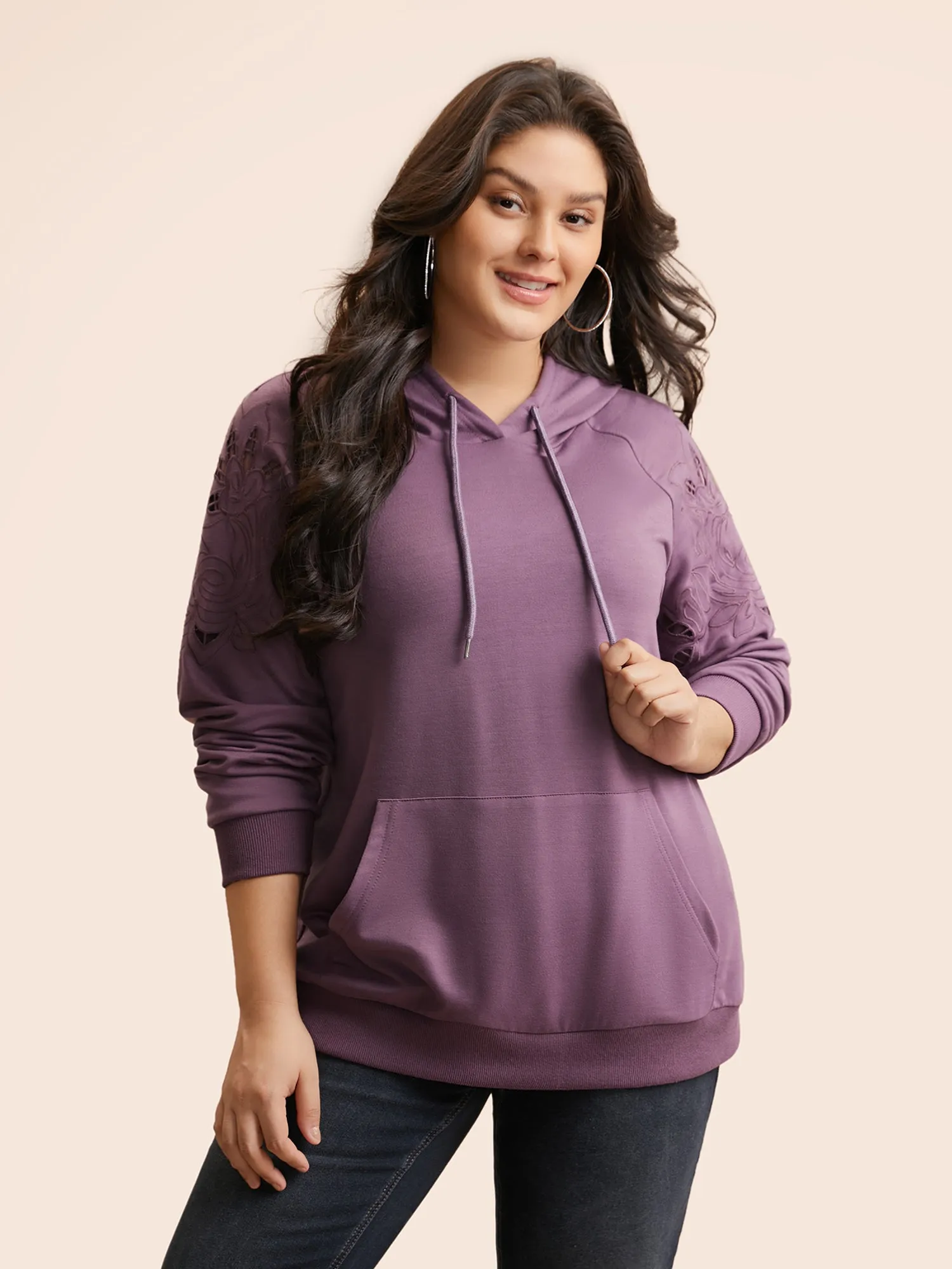 Floral Embroidered Cut Out Hooded Sweatshirt sold by Bloomchic